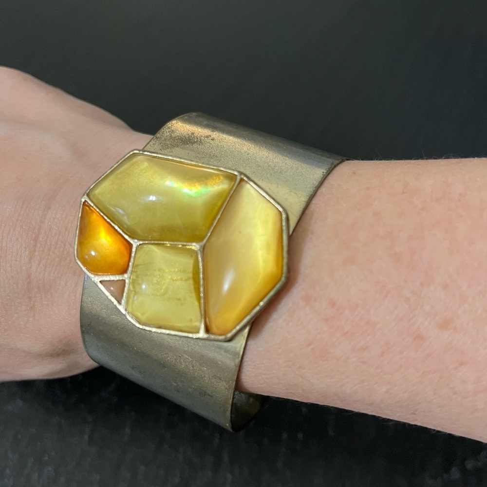 Kcr Large Heavy Statement Cuff Rustic Boho Band - image 5